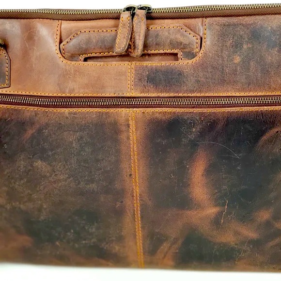 DISTRESSED LEATHER BRIEFCASE/PORTFOLIO BAG